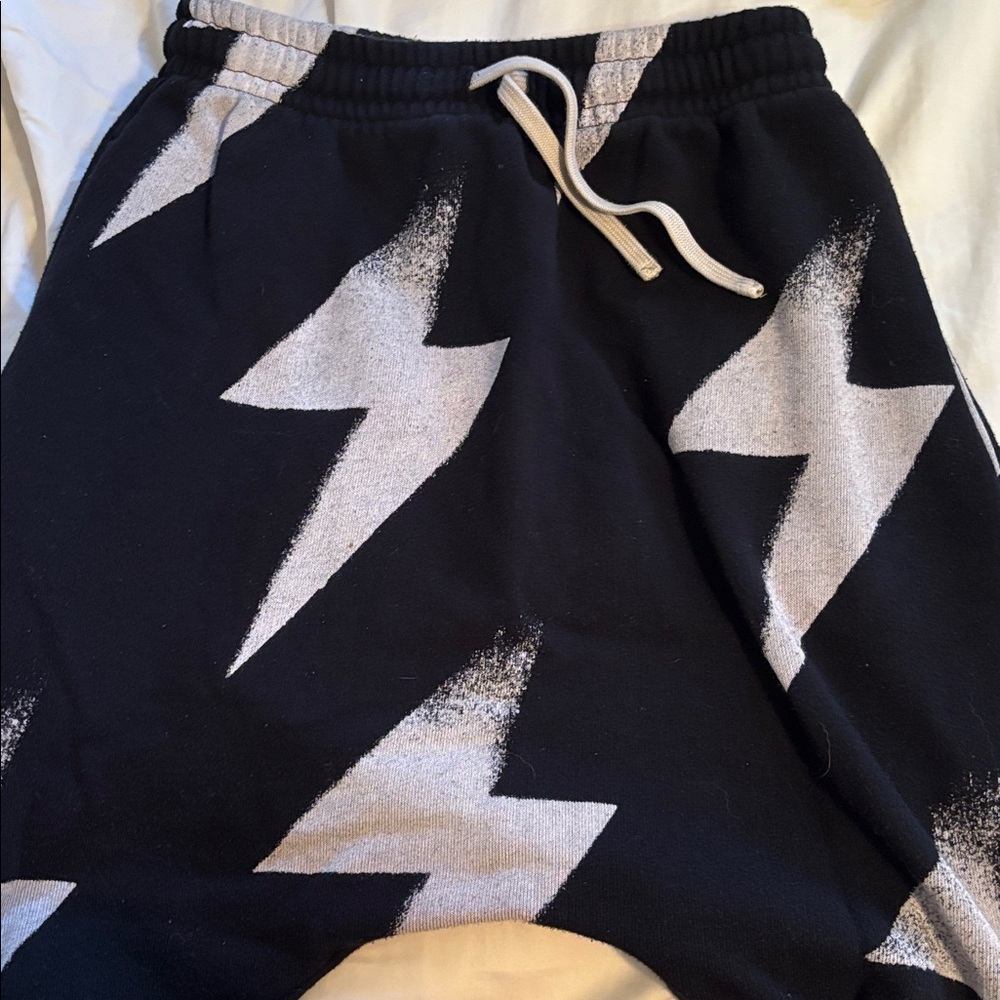 Boys Black Sweatpants with Lightning Bolt Design with Low crotch